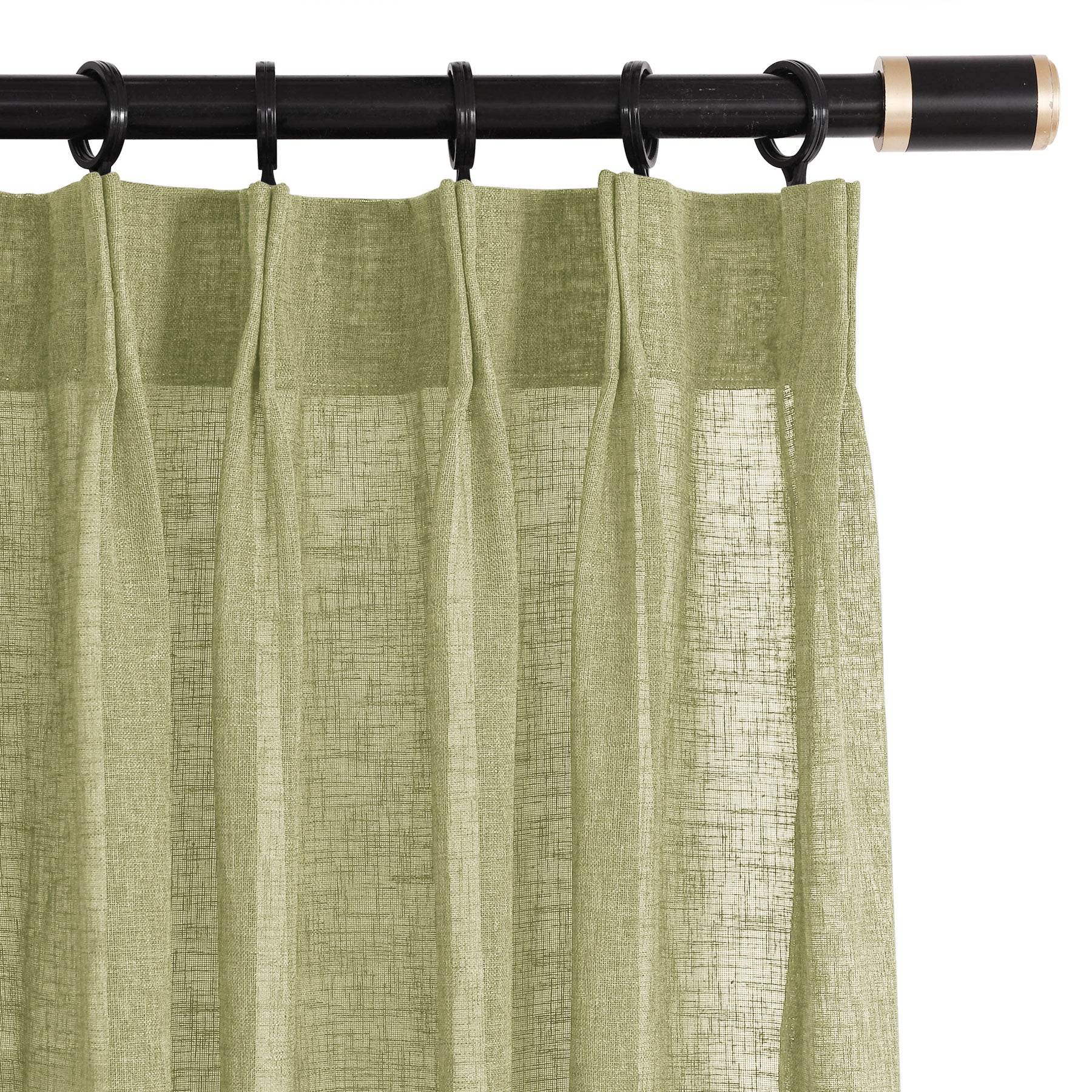 B01 Linen Textured Airy Sheer Curtain Pinch Pleat - Cololeaf