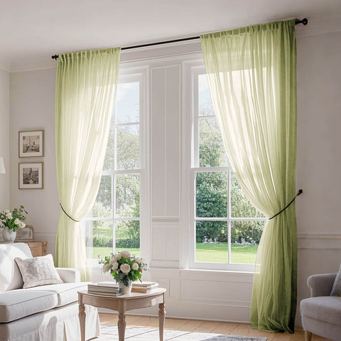 B01 Linen Textured Airy Sheer Curtain Pinch Pleat - Cololeaf