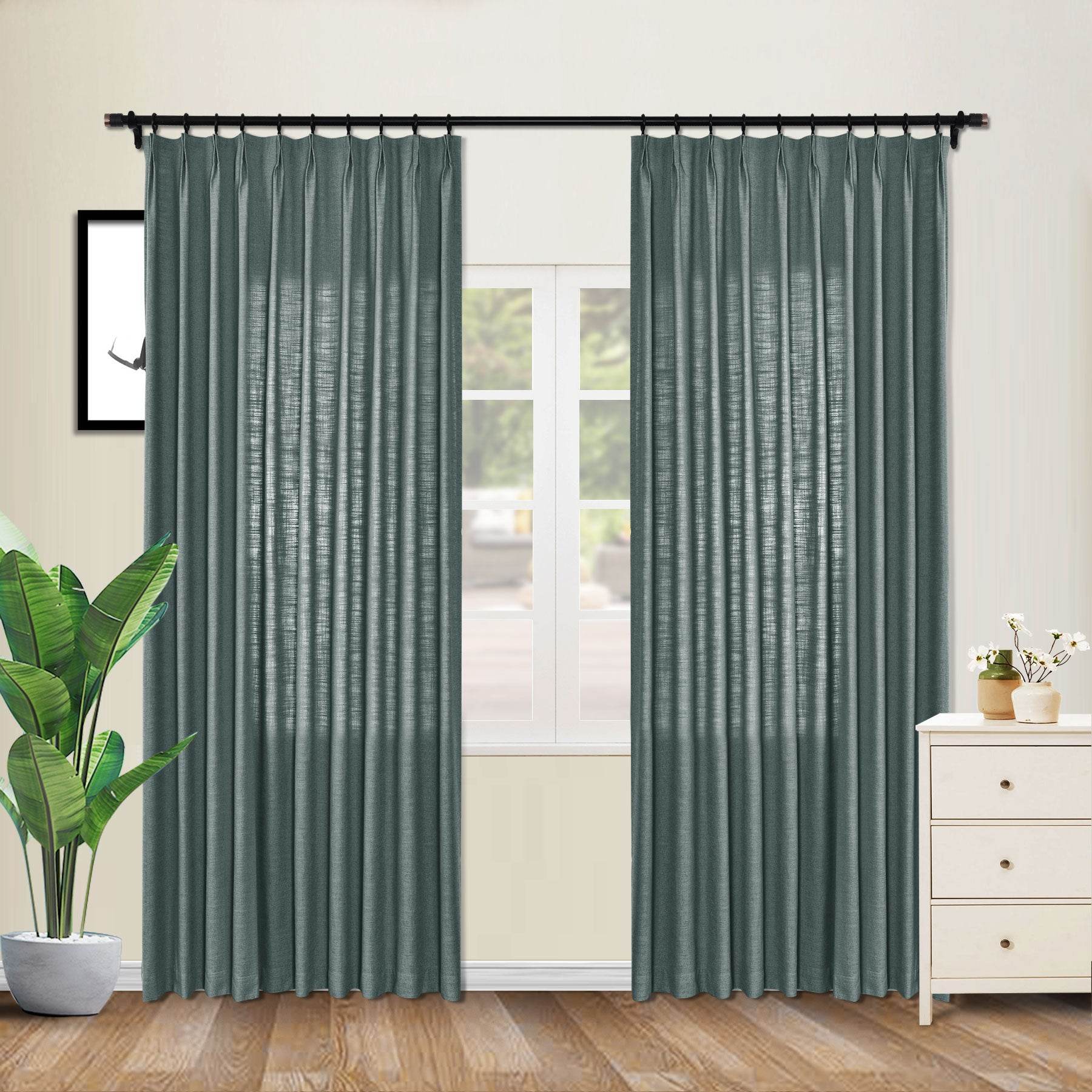 1908 Linen Blend Unlined Breathable & Natural Curtain Pinch Pleat - Cololeaf