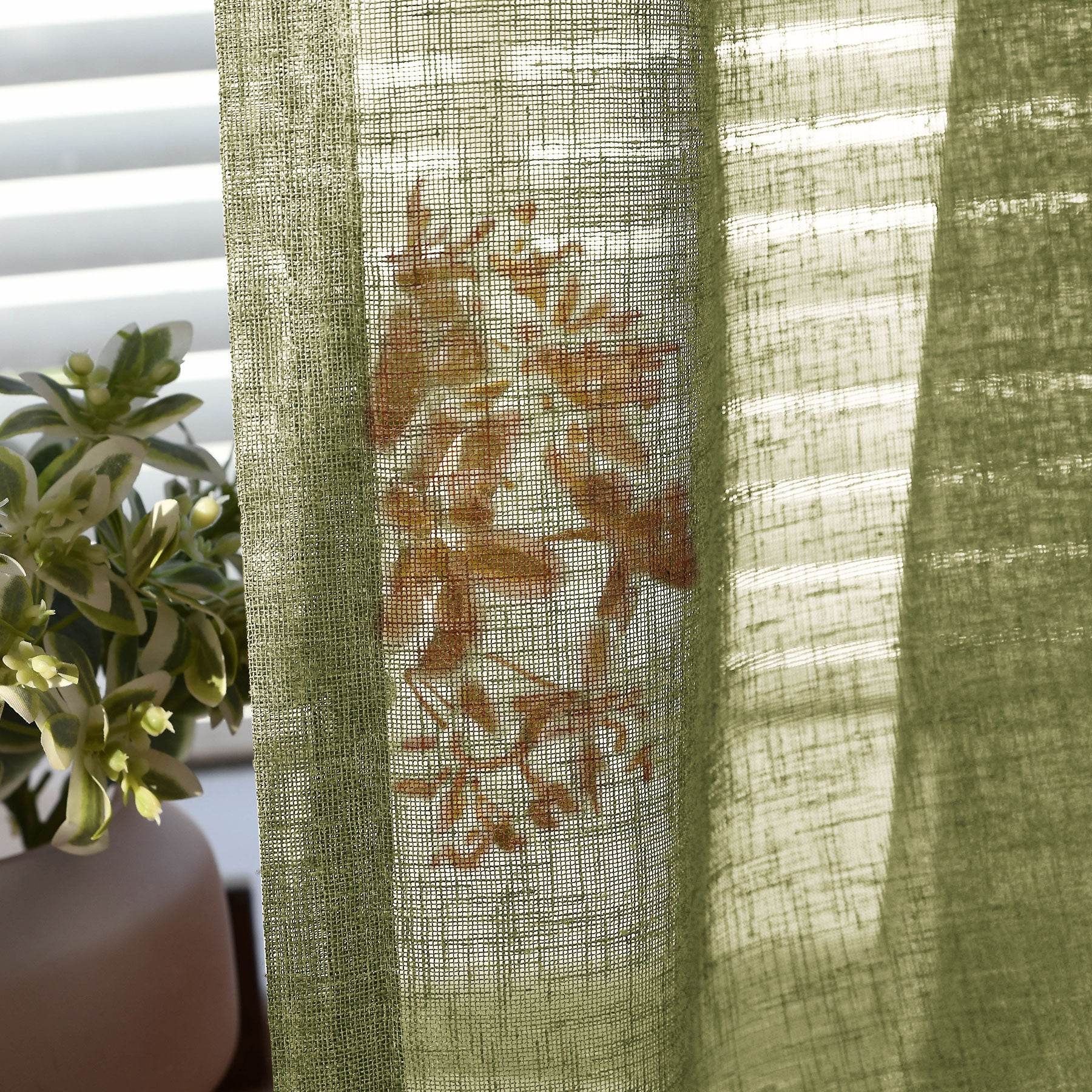 B01 Linen Textured Airy Sheer Curtain Pinch Pleat - Cololeaf