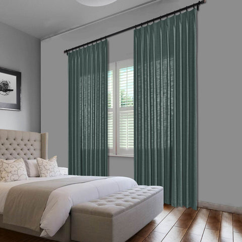 1908 Linen Blend Unlined Breathable & Natural Curtain Pinch Pleat - Cololeaf