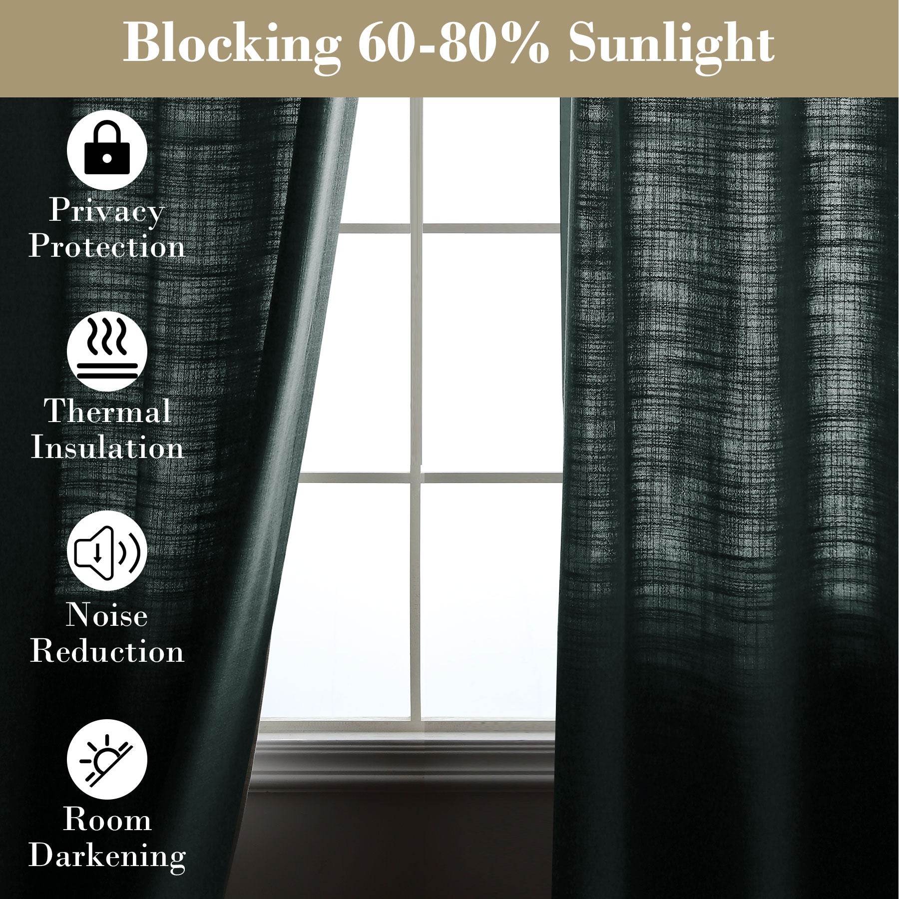 1908 Linen Blend Breathable & Natural Curtain Tab Top - Cololeaf