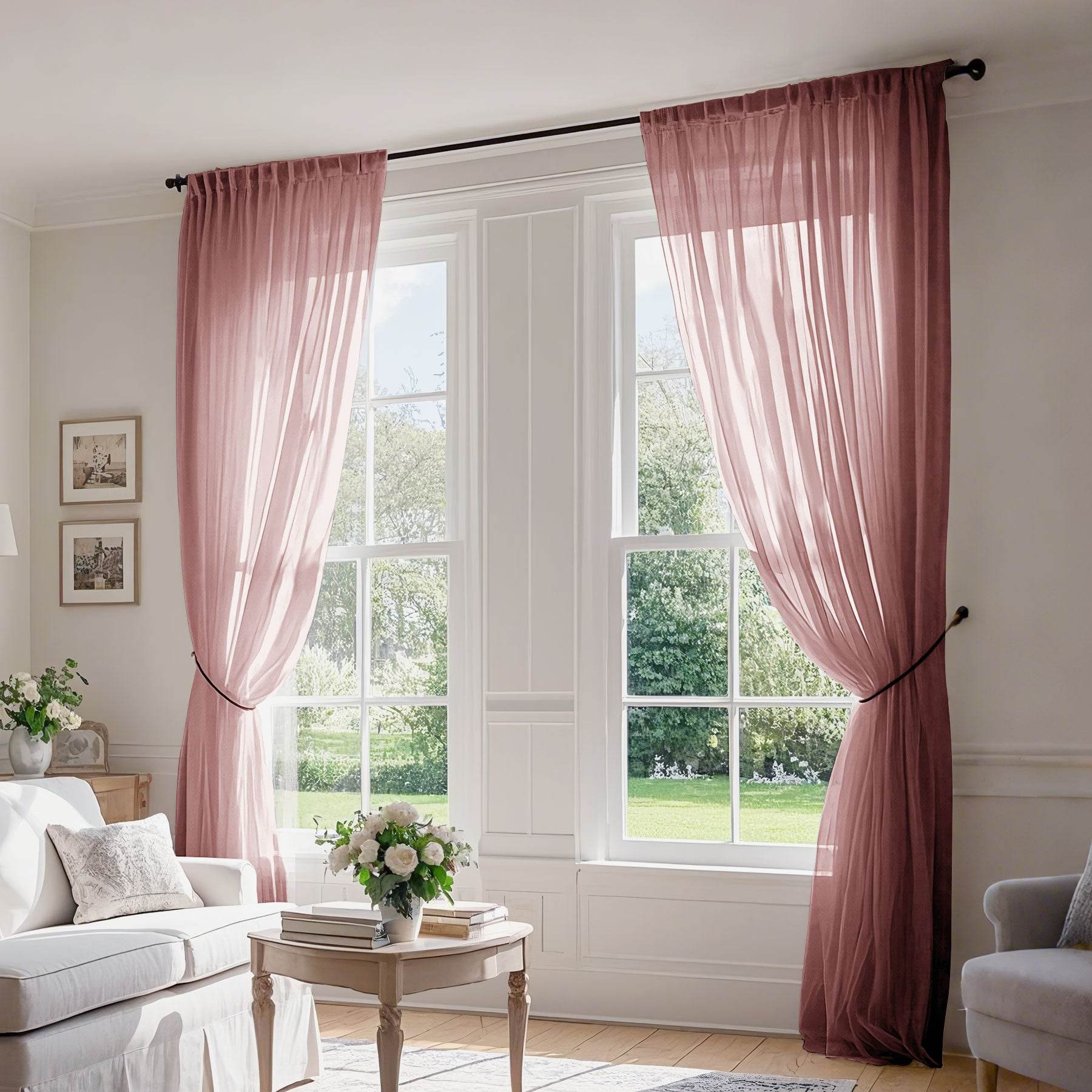 B01 Linen Textured Airy Sheer Curtain Pinch Pleat - Cololeaf