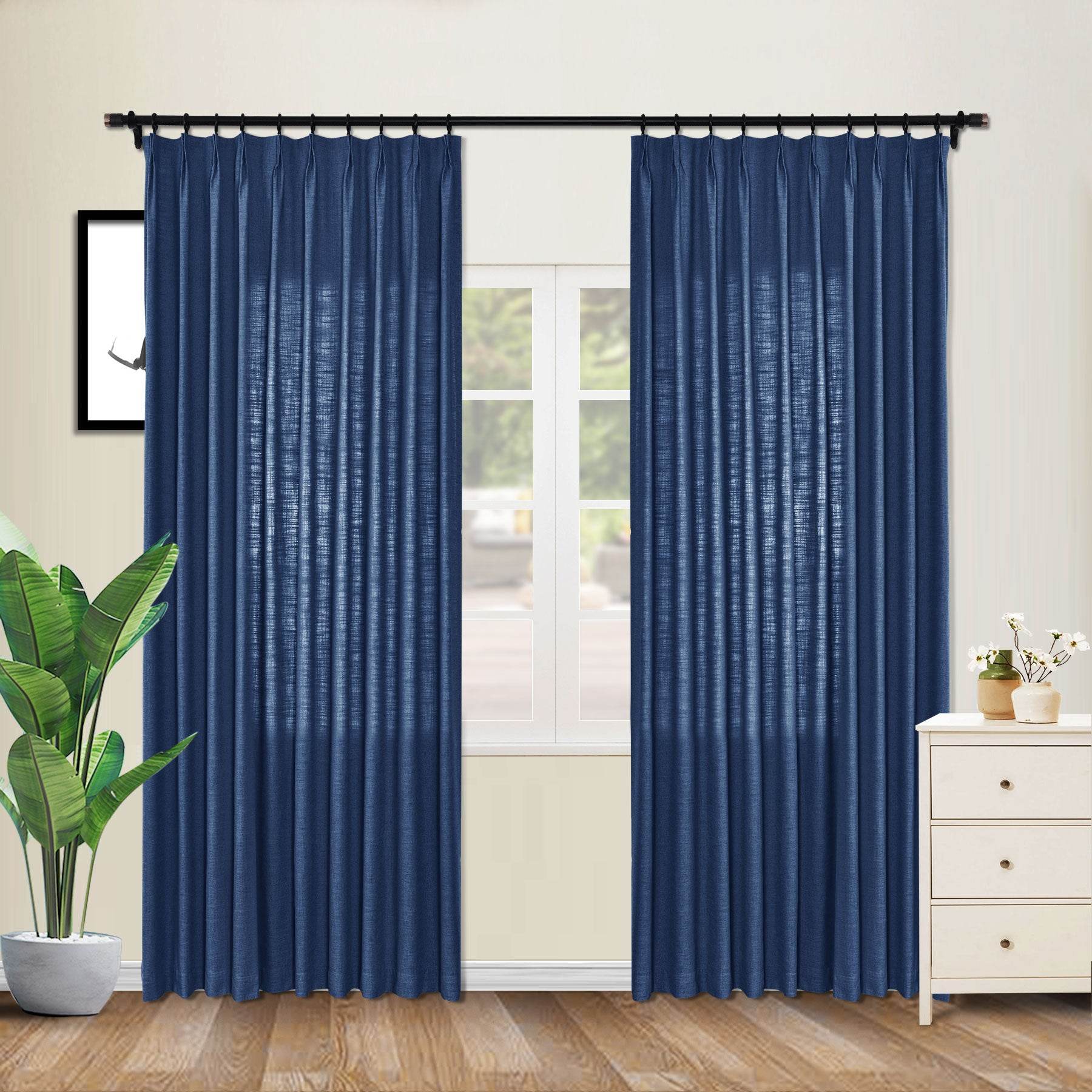 1908 Linen Blend Unlined Breathable & Natural Curtain Pinch Pleat - Cololeaf