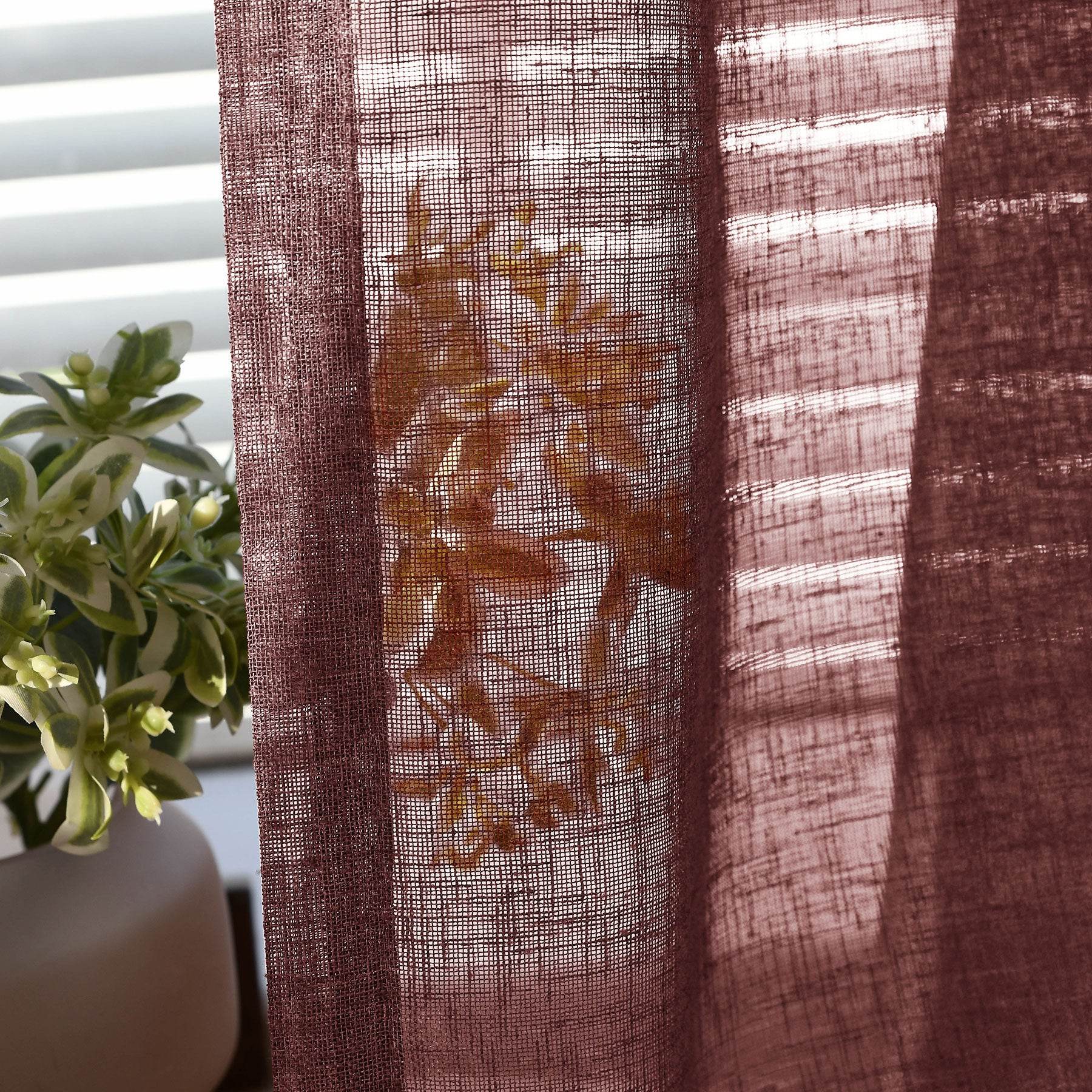 B01 Linen Textured Airy Sheer Curtain Pinch Pleat - Cololeaf