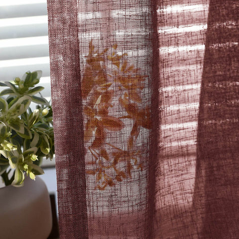 B01 Linen Textured Airy Sheer Curtain Pinch Pleat - Cololeaf