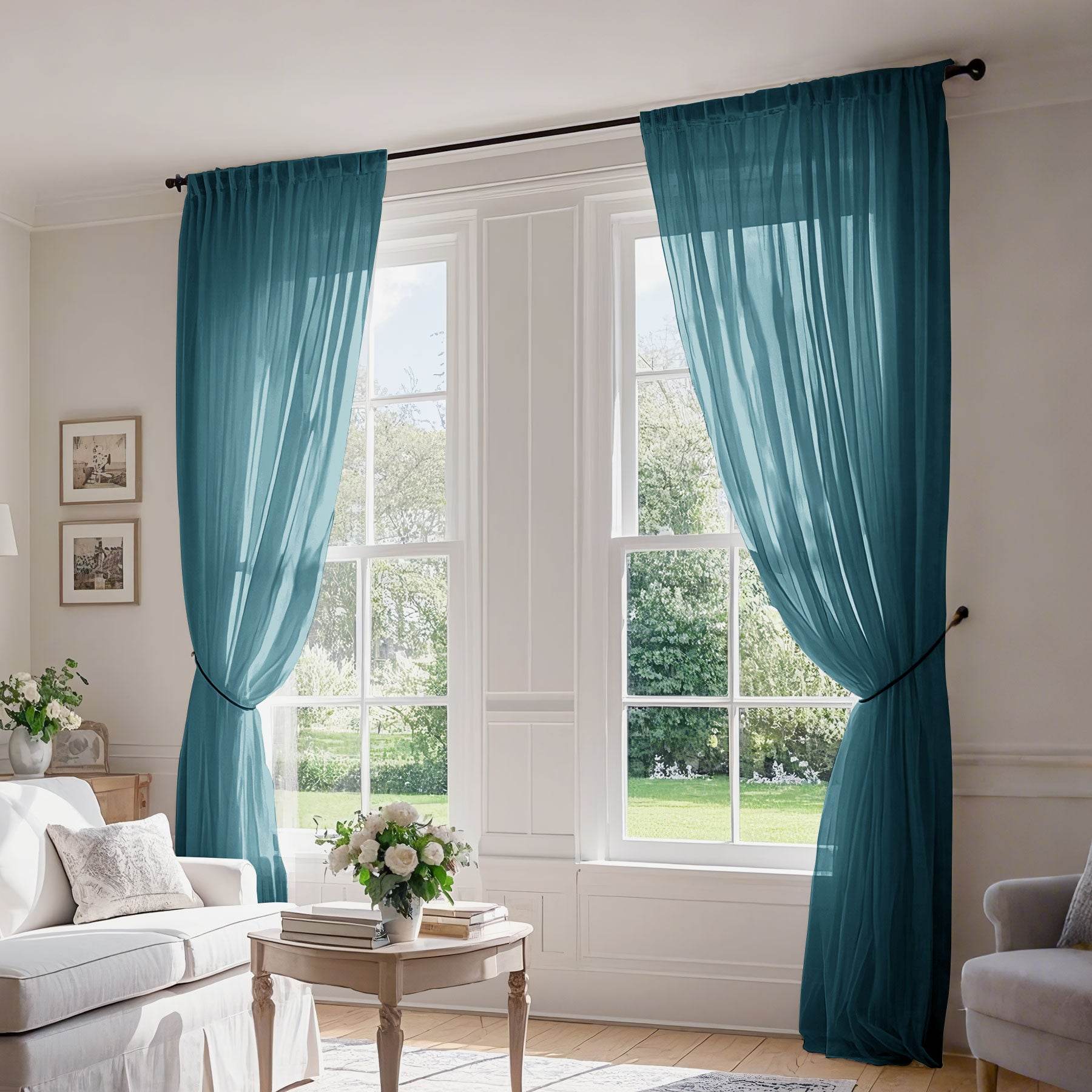 B01 Linen Textured Airy Sheer Curtain Pinch Pleat - Cololeaf