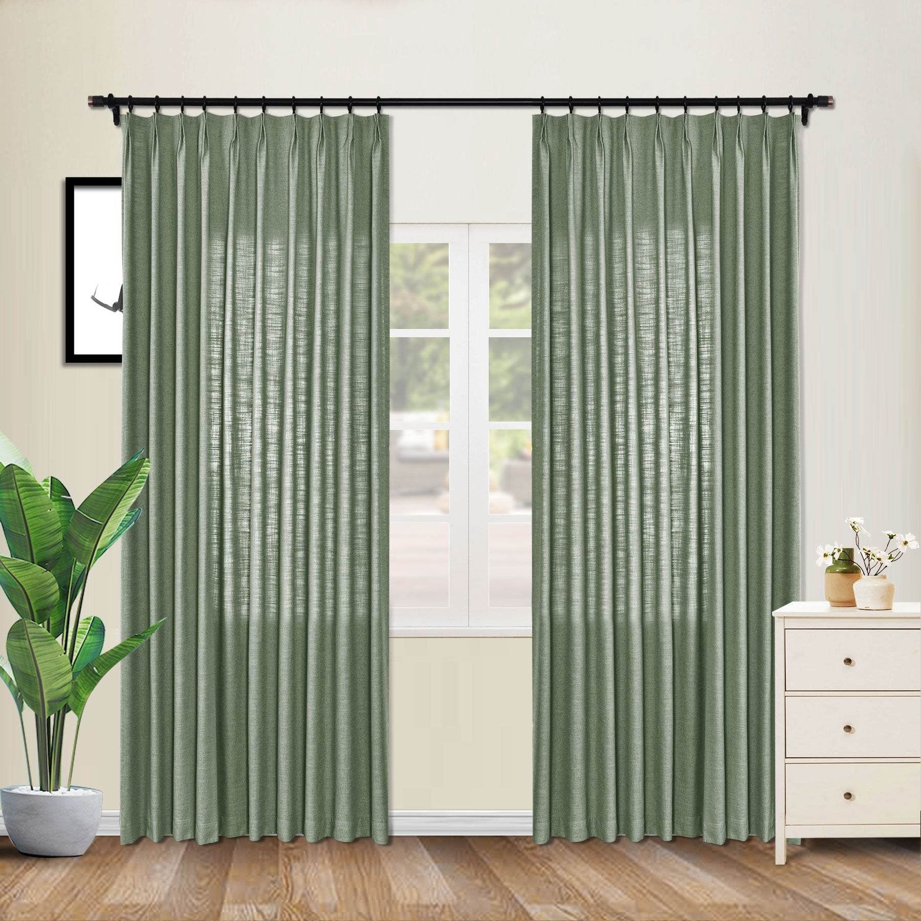 1908 Linen Blend Unlined Breathable & Natural Curtain Pinch Pleat - Cololeaf