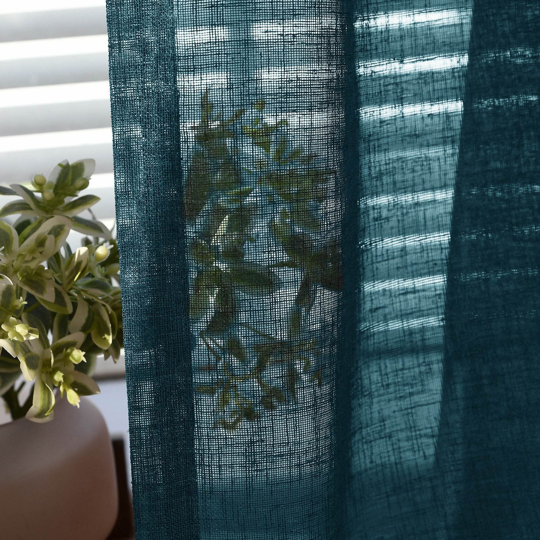 B01 Linen Textured Airy Sheer Curtain Pinch Pleat - Cololeaf