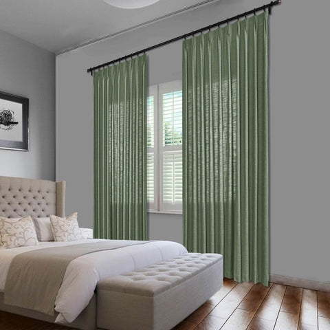 1908 Linen Blend Unlined Breathable & Natural Curtain Pinch Pleat - Cololeaf