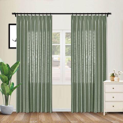 1908 Linen Blend Unlined Breathable & Natural Curtain Pinch Pleat - Cololeaf