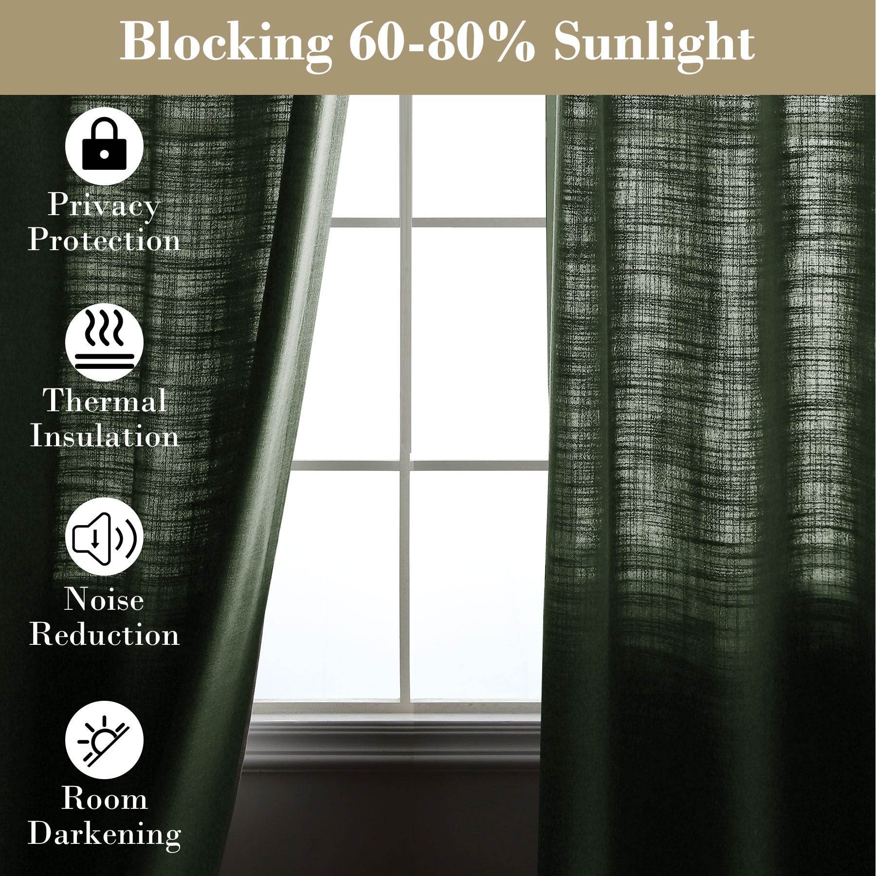 1908 Linen Blend Breathable & Natural Curtain Tab Top - Cololeaf