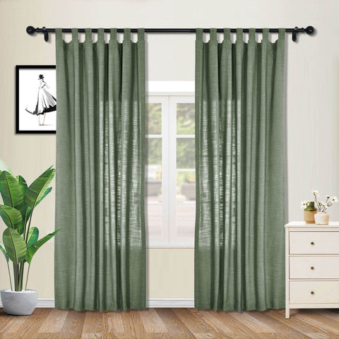 1908 Linen Blend Breathable & Natural Curtain Tab Top - Cololeaf