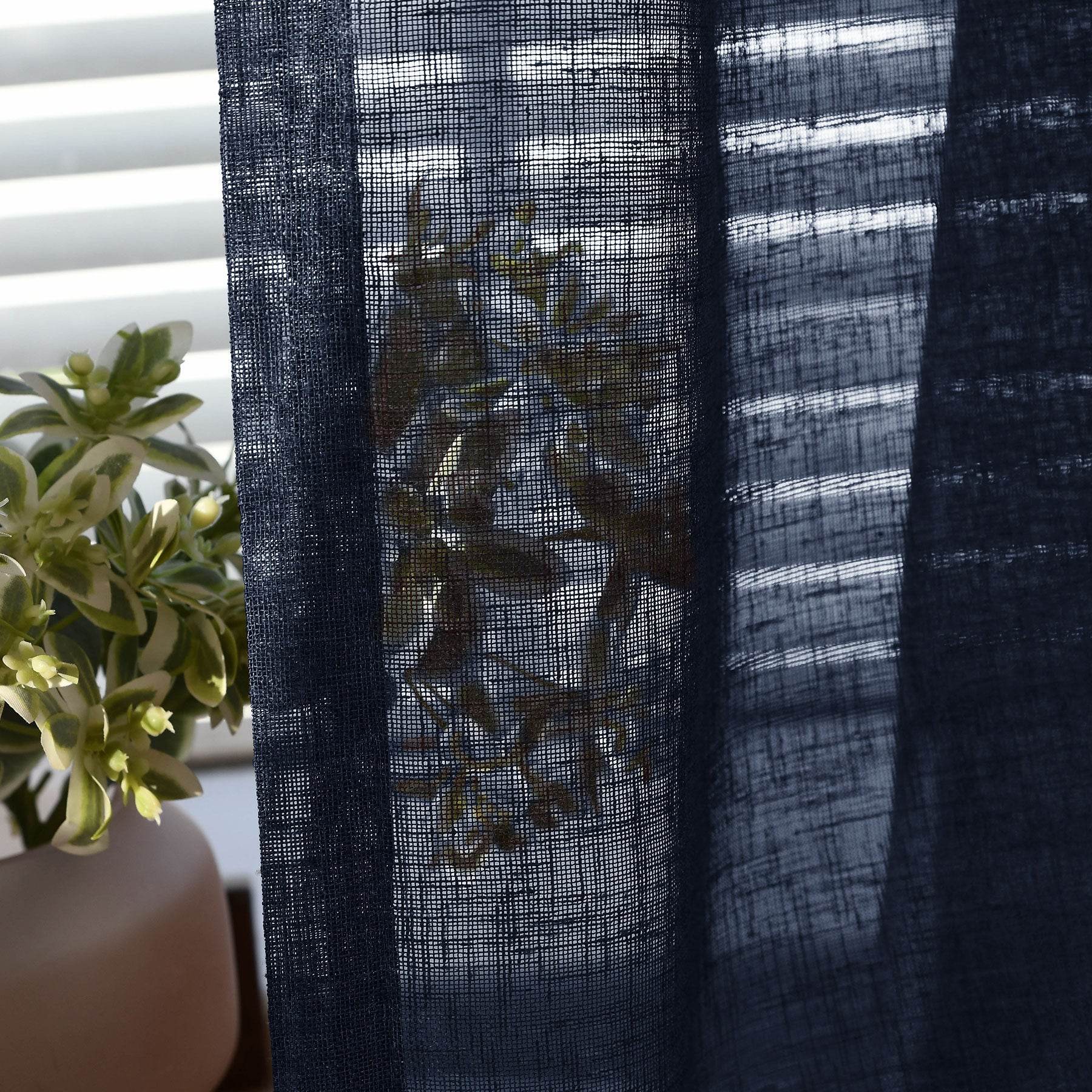 B01 Linen Textured Airy Sheer Curtain Pinch Pleat - Cololeaf