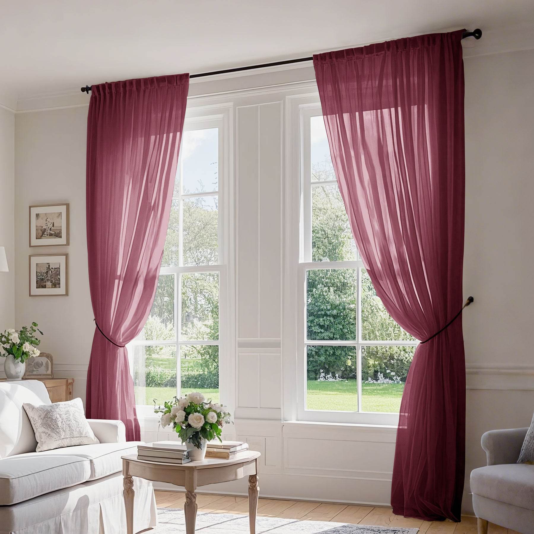 B01 Linen Textured Airy Sheer Curtain Pinch Pleat - Cololeaf