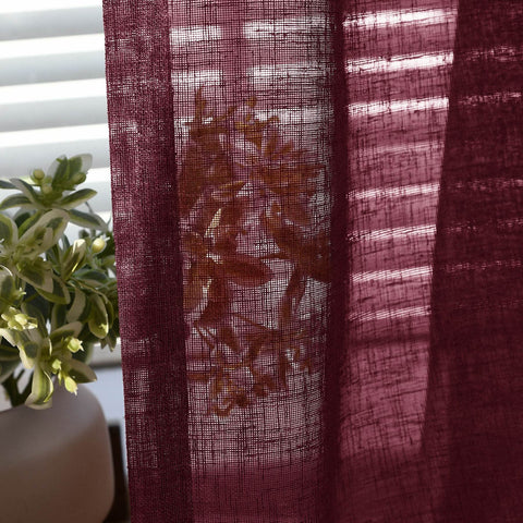 B01 Linen Textured Airy Sheer Curtain Pinch Pleat - Cololeaf