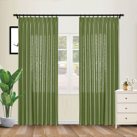 1908 Linen Blend Unlined Breathable & Natural Curtain Pinch Pleat - Cololeaf