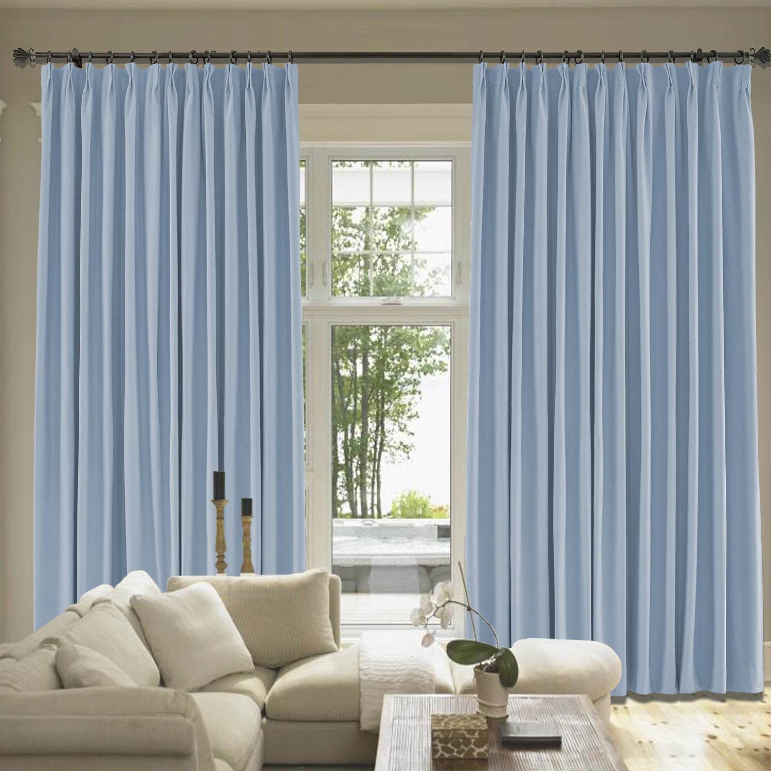 Capri Extra Wide Drape Solid Cotton Heavyweight Curtain Blackout Pinch Pleat - Cololeaf