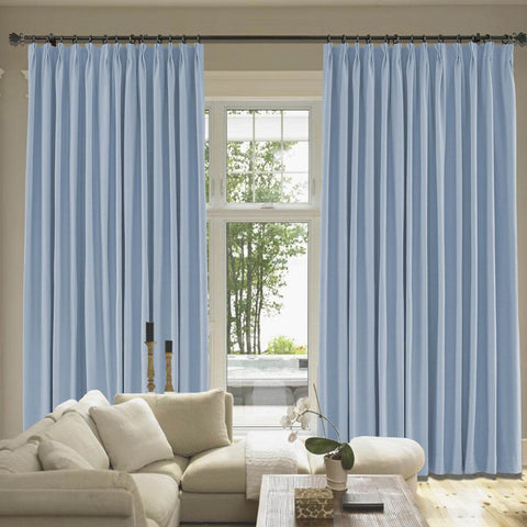 Capri Extra Wide Drape Solid Cotton Heavyweight Curtain Blackout Pinch Pleat - Cololeaf