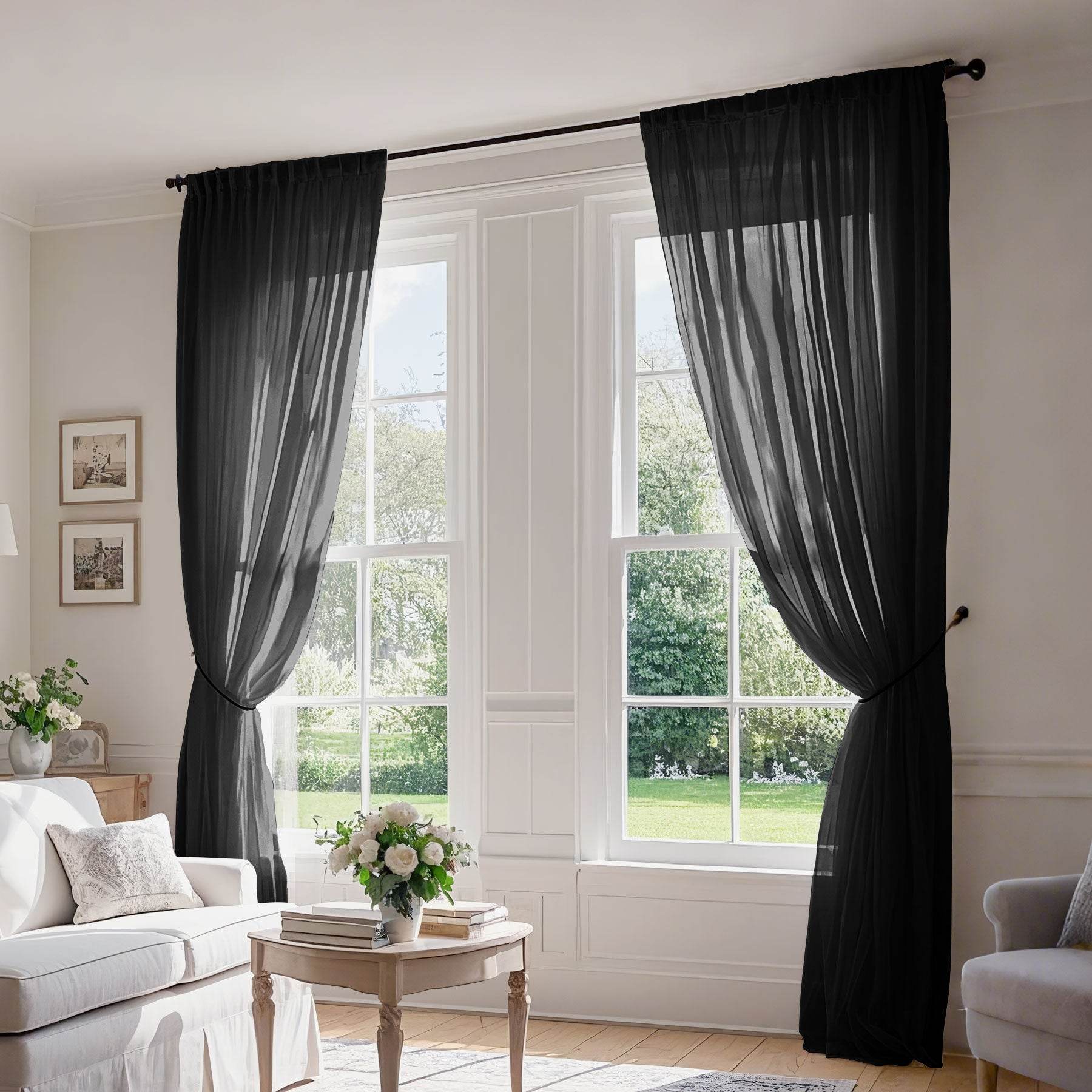 B01 Linen Textured Airy Sheer Curtain Pinch Pleat - Cololeaf