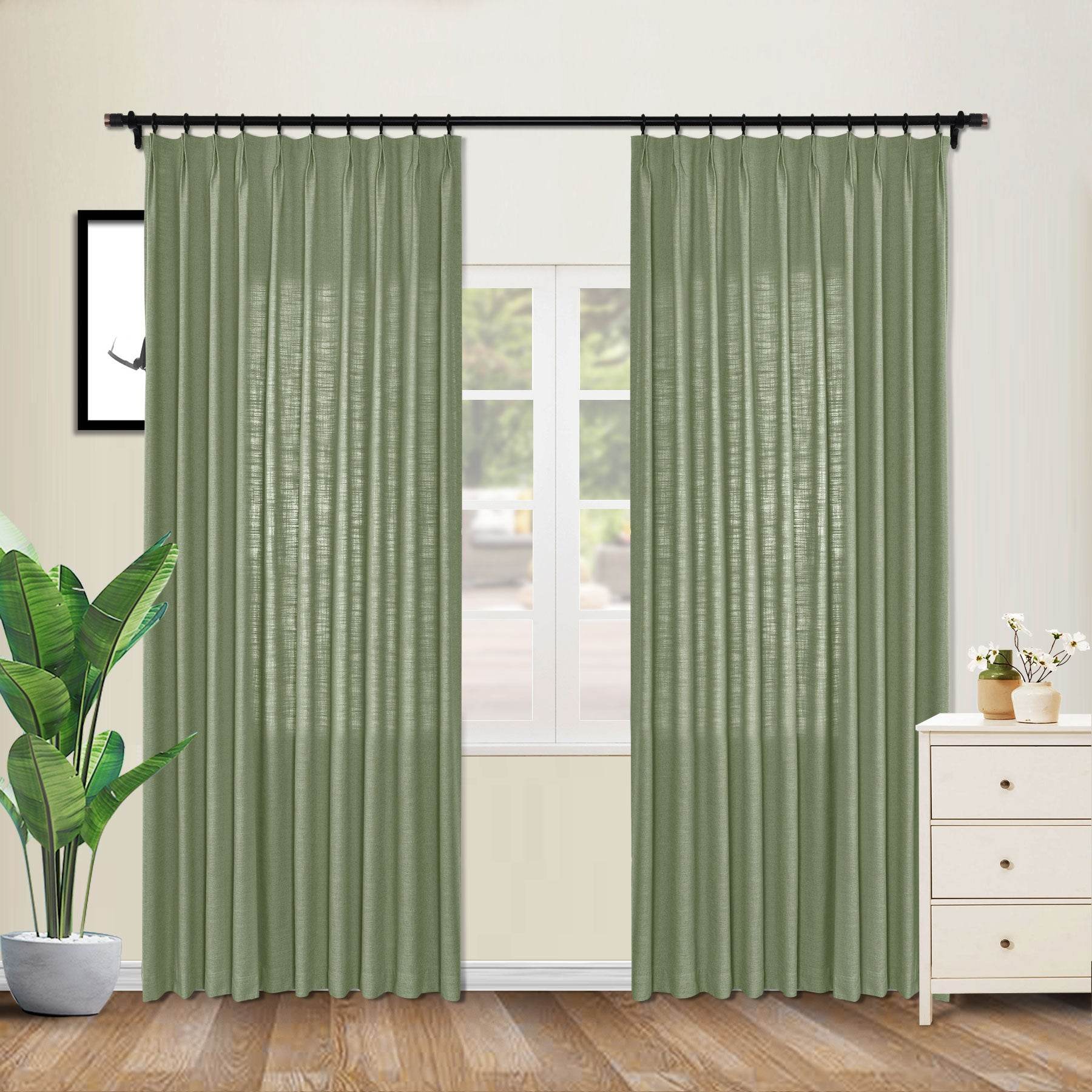 1908 Linen Blend Unlined Breathable & Natural Curtain Pinch Pleat - Cololeaf