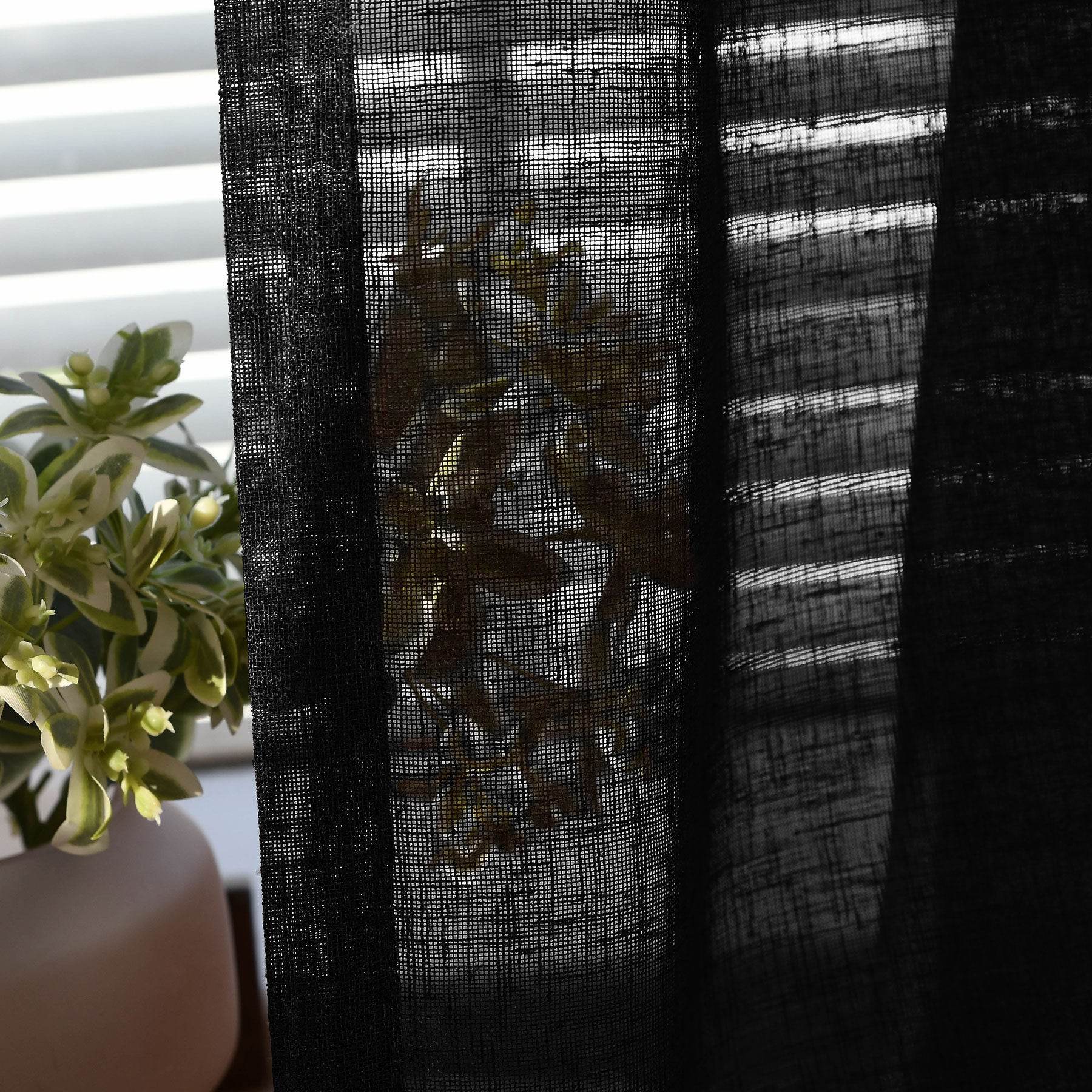 B01 Linen Textured Airy Sheer Curtain Pinch Pleat - Cololeaf