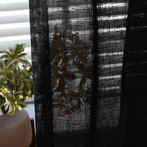 B01 Linen Textured Airy Sheer Curtain Pinch Pleat - Cololeaf