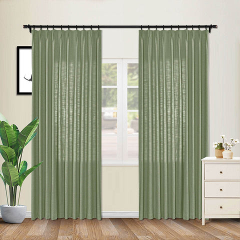 1908 Linen Blend Unlined Breathable & Natural Curtain Pinch Pleat - Cololeaf