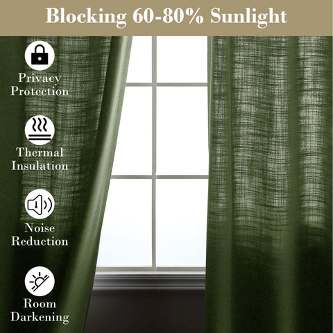 1908 Linen Blend Breathable & Natural Curtain Tab Top - Cololeaf