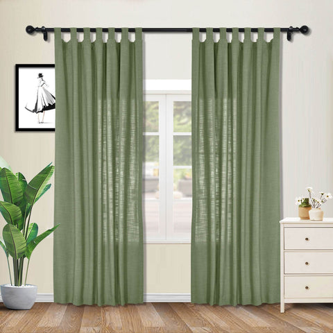1908 Linen Blend Breathable & Natural Curtain Tab Top - Cololeaf