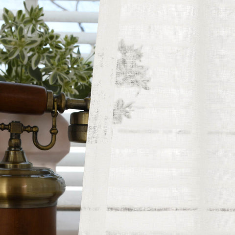 B01 Linen Textured Airy Sheer Curtain Pinch Pleat - Cololeaf