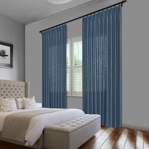 1908 Linen Blend Unlined Breathable & Natural Curtain Pinch Pleat - Cololeaf