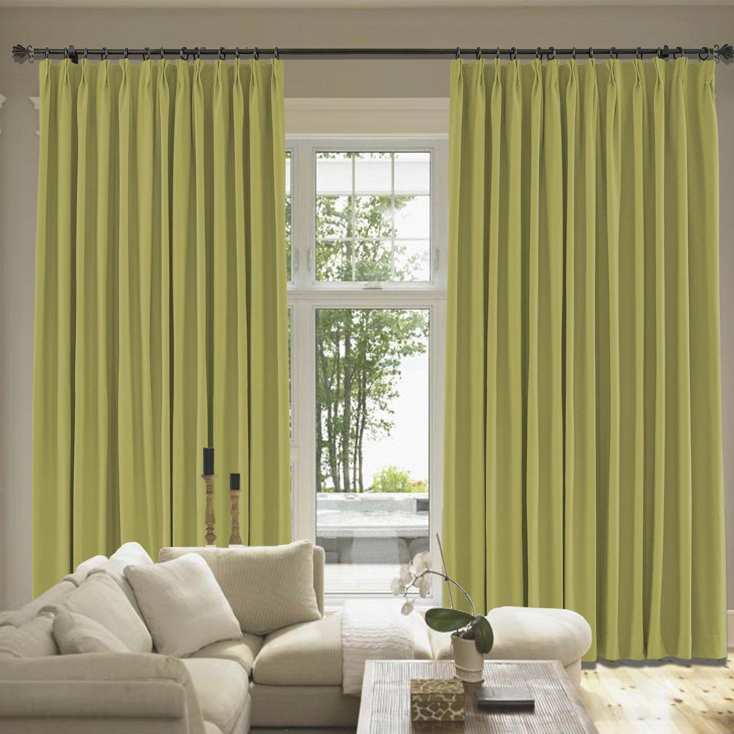 Capri Extra Wide Drape Solid Cotton Heavyweight Curtain Blackout Pinch Pleat - Cololeaf
