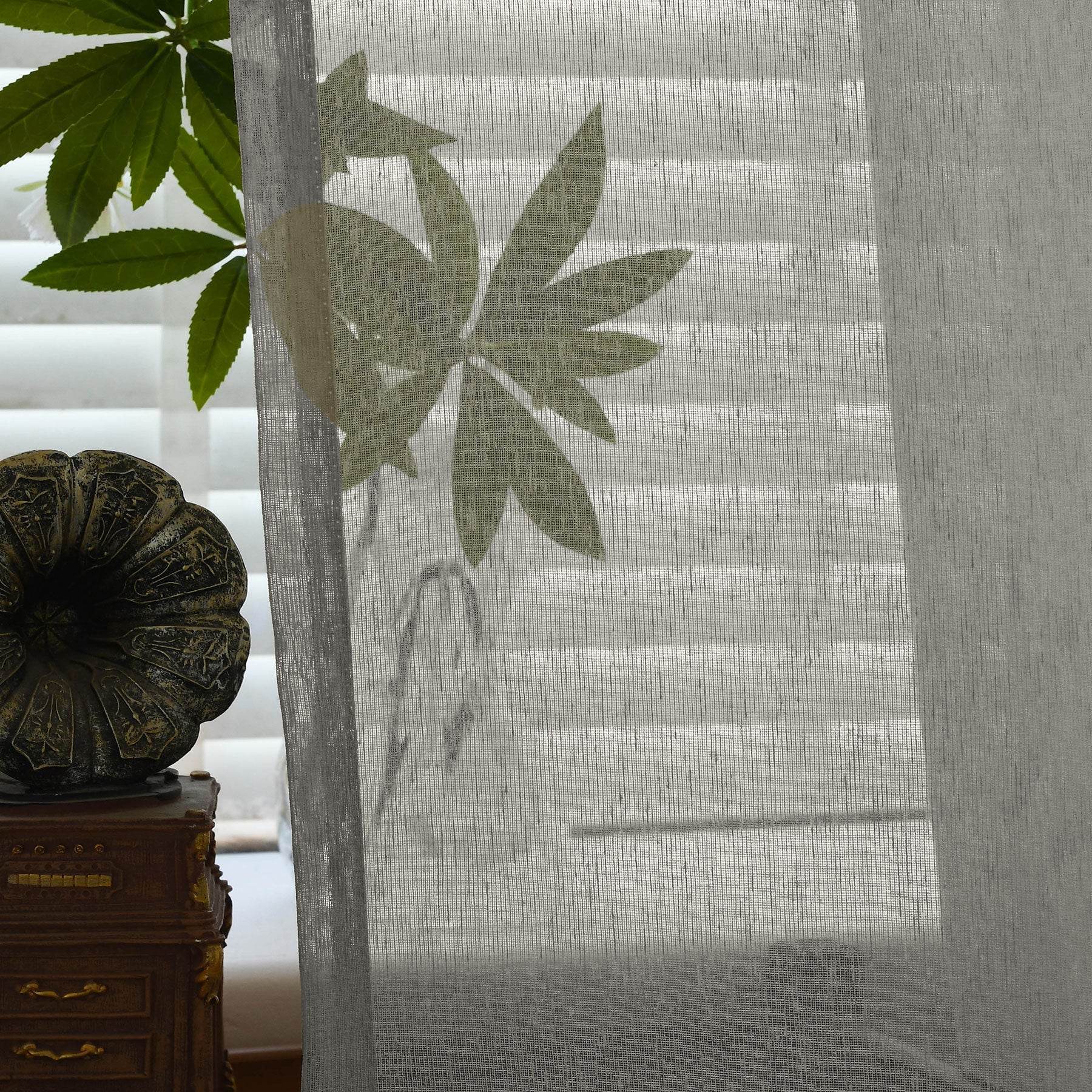 B01 Linen Textured Airy Sheer Curtain Pinch Pleat - Cololeaf