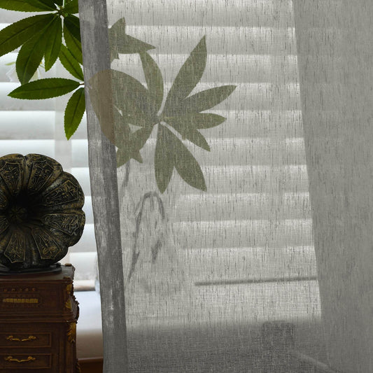 B01 Linen Textured Airy Sheer Curtain Pinch Pleat - Cololeaf