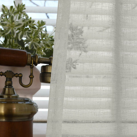 B01 Linen Textured Airy Sheer Curtain Pinch Pleat - Cololeaf