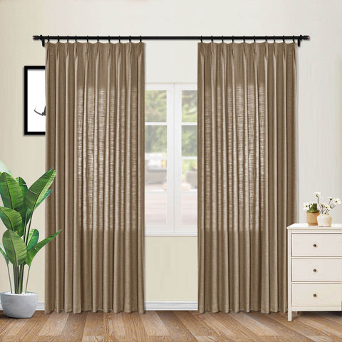 1908 Linen Blend Unlined Breathable & Natural Curtain Pinch Pleat - Cololeaf