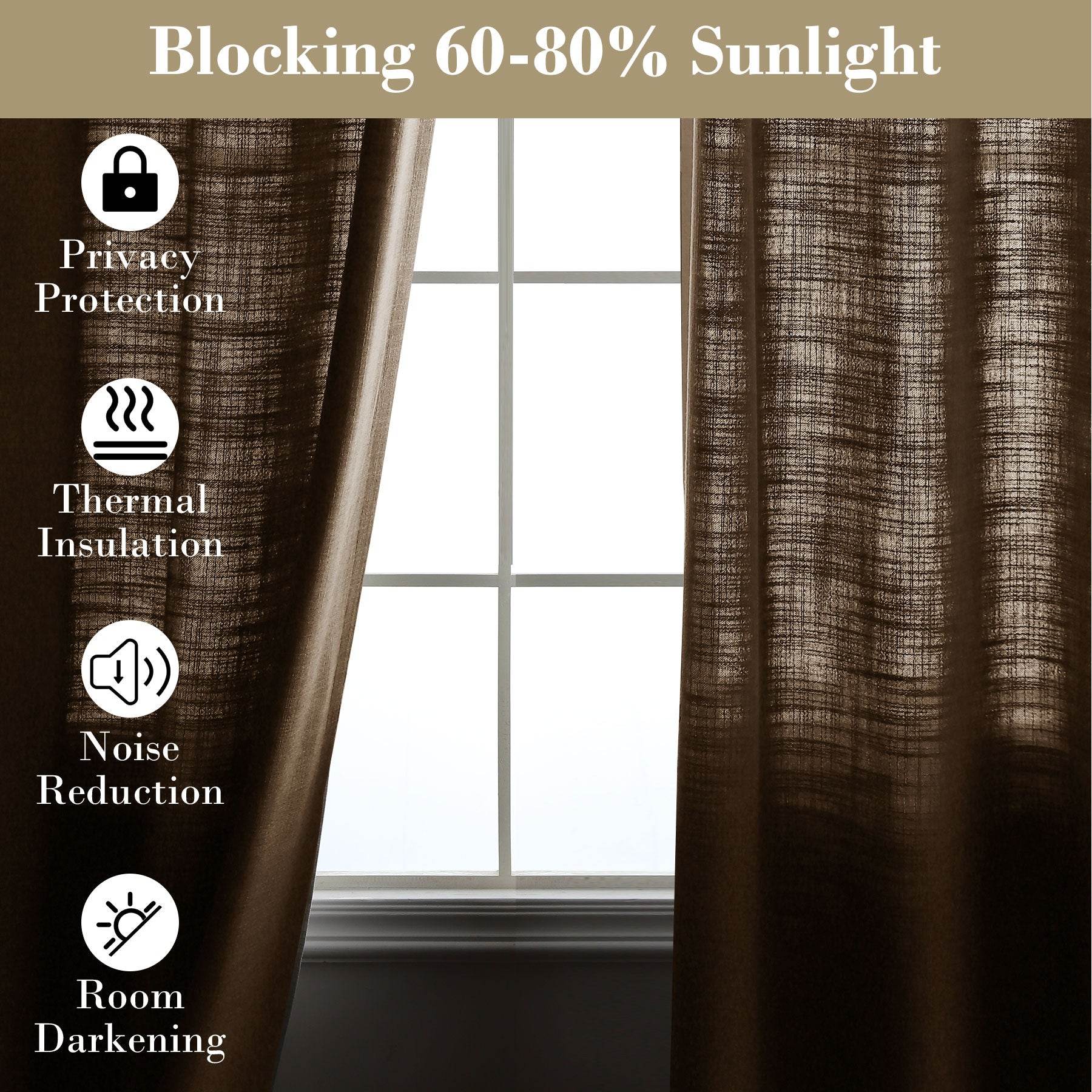 1908 Linen Blend Breathable & Natural Curtain Tab Top - Cololeaf
