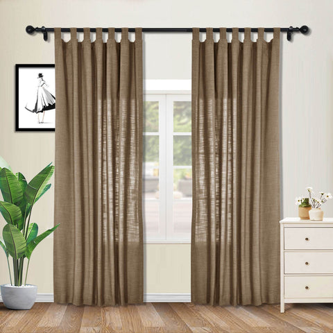 1908 Linen Blend Breathable & Natural Curtain Tab Top - Cololeaf