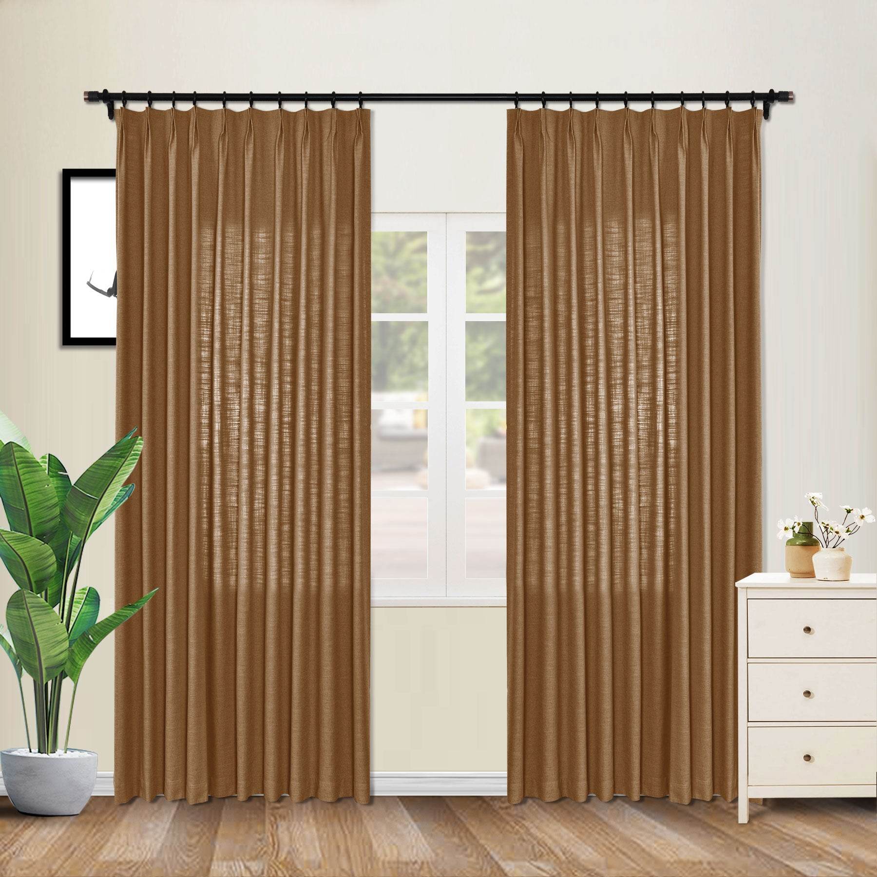 1908 Linen Blend Unlined Breathable & Natural Curtain Pinch Pleat - Cololeaf