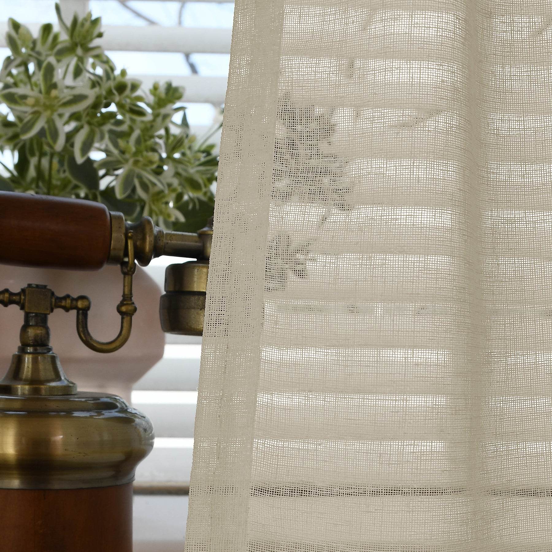B01 Linen Textured Airy Sheer Curtain Pinch Pleat - Cololeaf
