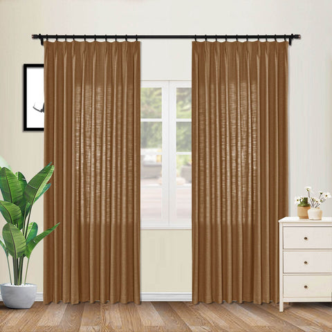 1908 Linen Blend Unlined Breathable & Natural Curtain Pinch Pleat - Cololeaf