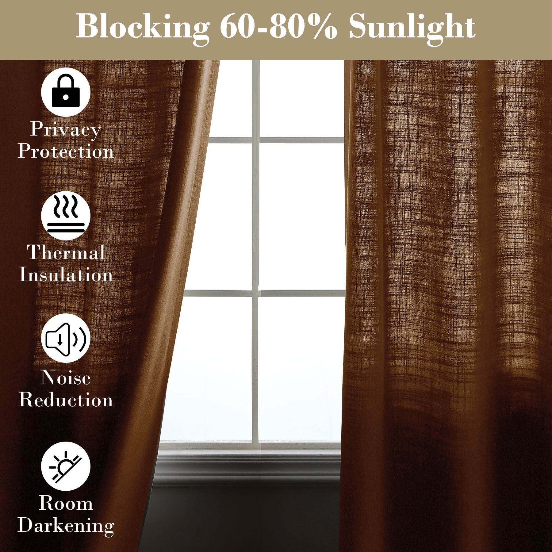 1908 Linen Blend Breathable & Natural Curtain Tab Top - Cololeaf