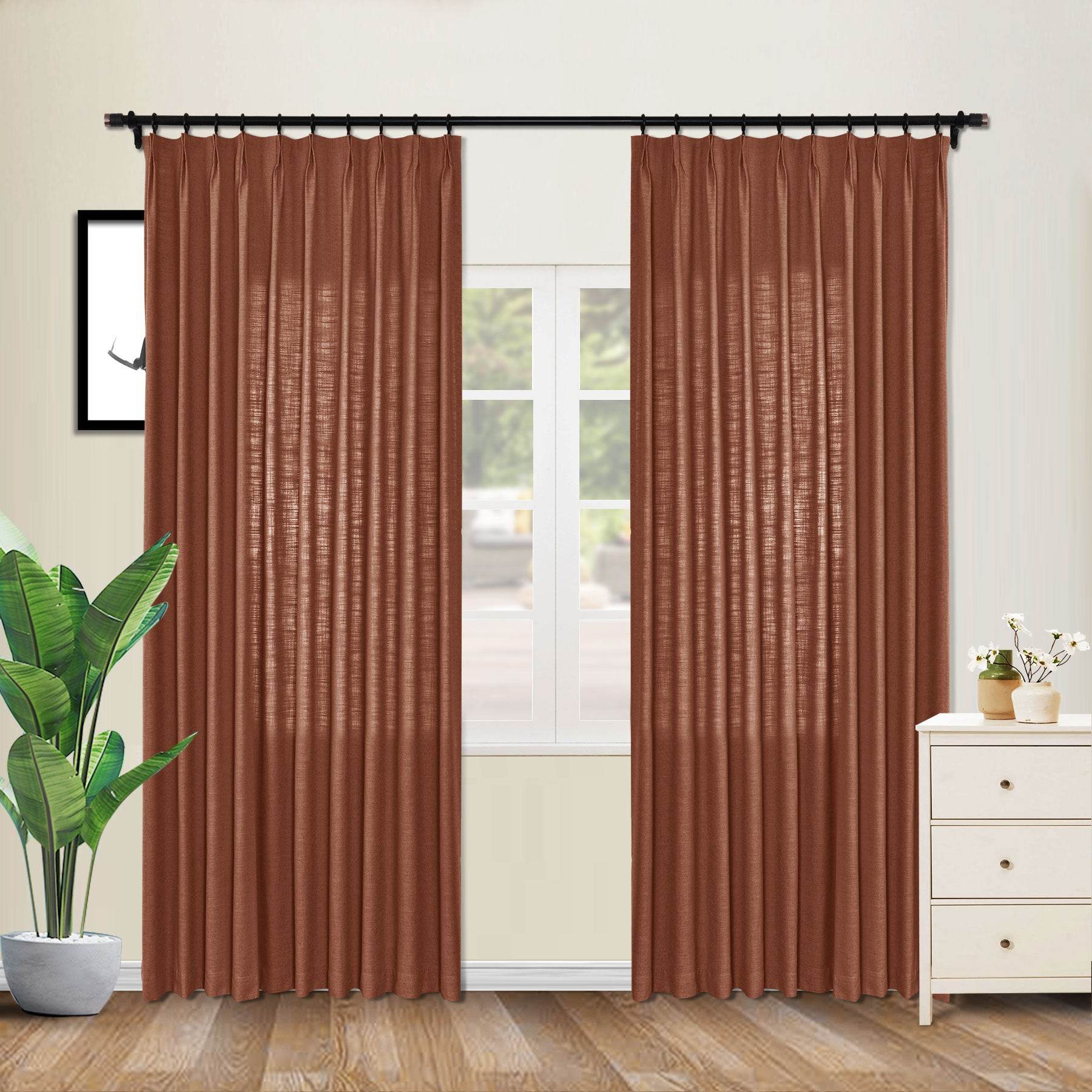 1908 Linen Blend Unlined Breathable & Natural Curtain Pinch Pleat - Cololeaf