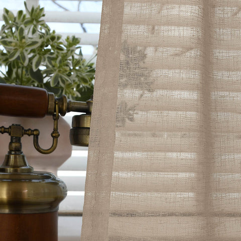 B01 Linen Textured Airy Sheer Curtain Pinch Pleat - Cololeaf