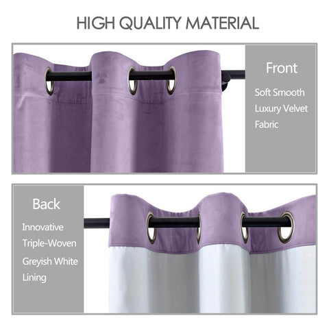 MJ11 Extra Long Soft Velvet Blackout Drapes For Loft Living Room Grommet - Cololeaf