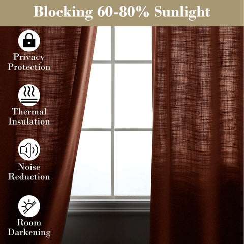 1908 Linen Blend Breathable & Natural Curtain Tab Top - Cololeaf