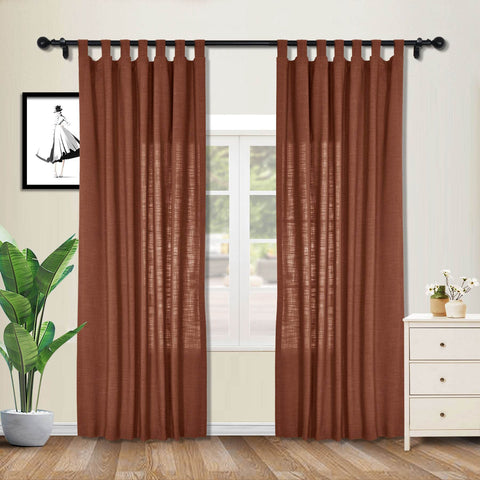 1908 Linen Blend Breathable & Natural Curtain Tab Top - Cololeaf