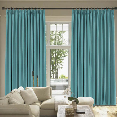Capri Extra Wide Drape Solid Cotton Heavyweight Curtain Blackout Pinch Pleat - Cololeaf