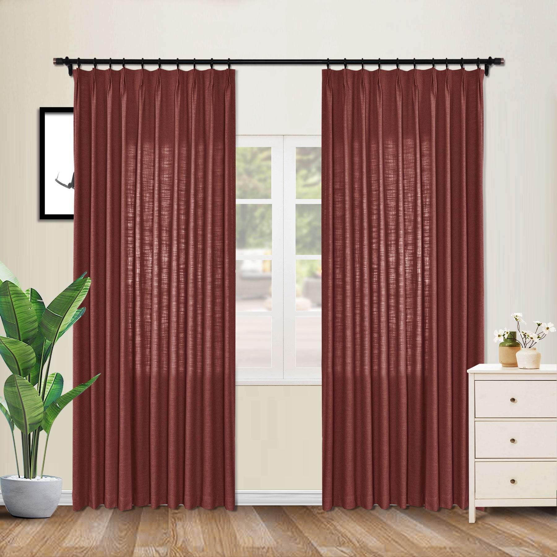 1908 Linen Blend Unlined Breathable & Natural Curtain Pinch Pleat - Cololeaf